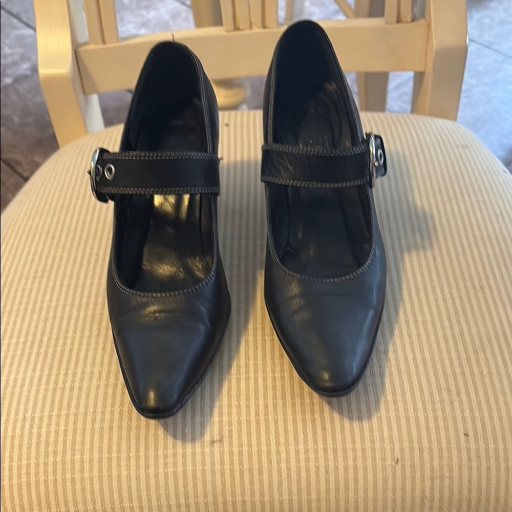Coach Black Heels with Strap and Pointed Toe